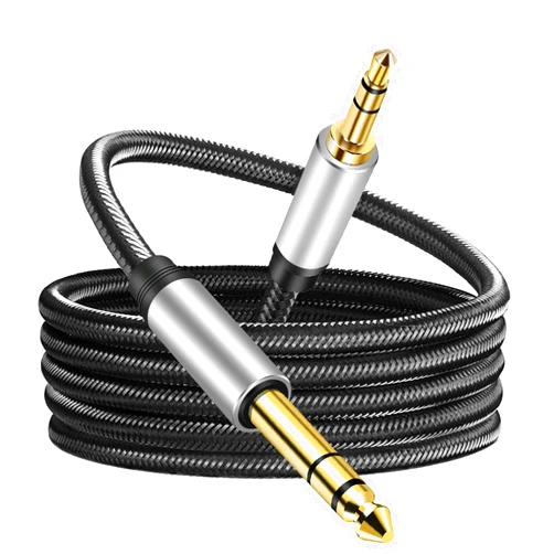 Jelly Tang 3.5 mm to 6.35 mm Audio Cable 3Ft, Gold-Plated Terminal Silver Color Zinc Alloy Housing 3.5mm 1/8