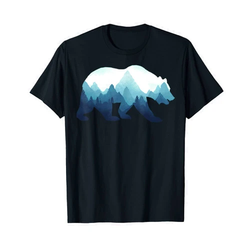 Dramabite Bear Double Exposure Surreal Wildlife Animal T-Shirt