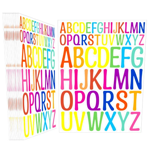 Dvobez 624Pcs 1-2 Inch Alphabet Stickers, 12 Sheets Vinyl Waterproof Letter Stickers, Self-Adhesive Large Stick On Letters for Class, Office, Arts, Crafts, Poster Board, Mailboxes, Handbook (Colorful)