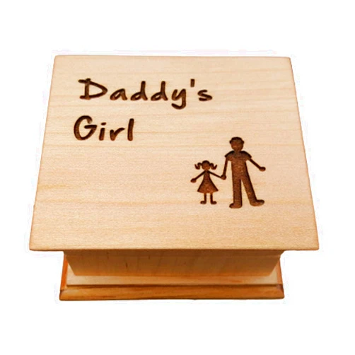 Simplycoolgifts Customized music box with Daddy's Girl engraved on top along with a father and daughter image, you can personalize it with your color and song, Butterfly Kisses