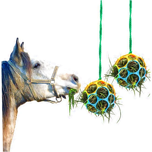 Besimple 2 Pack Horse Treat Ball Hay Feeder Toy, Goat Feeder Ball Hanging Feeding Toy for Horse Goat Sheep Relieve Stress(Red) Colorful