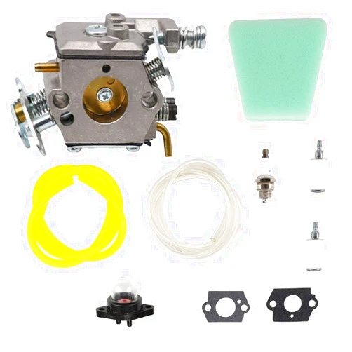 SAKITAM Carburetor Air Filter Gasket Primer Bulb Fuel Line Spark Plug Compatible with Poulan 1900 1950 1975 2025 2050 2050WT 2055 2075 222 262 Gas Chainsaw