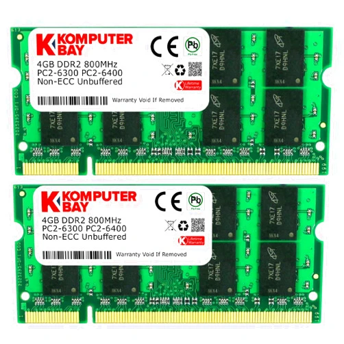 KOMPUTERBAY 8 GB (2 x 4GB) PC2-6400 DDR2-800 SoDIMM Dual Channel Laptop Memory Kit