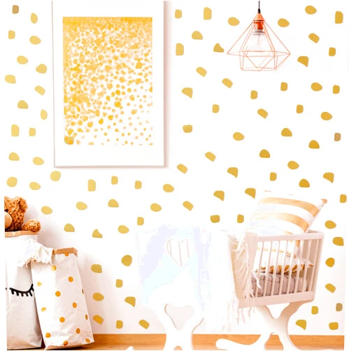 Outus 500 Pieces Irregular Polka Dots Boho Wall Decal Vinyl Nursery Wallpaper Sticker Wall Decor Peel and Stick Dot Wall Sticker for Kids Baby Girl Bedroom Home Classroom Decoration (Gold)