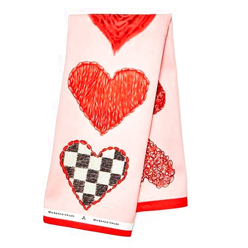 MACKENZIE-CHILDS Cotton Dish Towel, Cute Decorative Kitchen Dish Towel for Cleaning and Home Decor, Heart