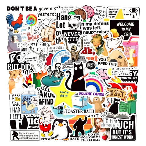 FMOST 100pcs Prank Meme Hilarious Sticker Funny Meme Stickers for Adults, Pack for Laptop, Hard Hat, Work, Water Bottles, Computers, Vinyl Waterproof Decals