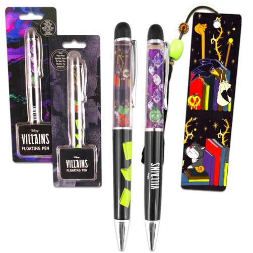 Disney Villains Office Accessories Pen Set - Disney School Supplies Bundle with 2 Floating Pens With Disney Villain Designs, & More | Disney Villains Party Favors
