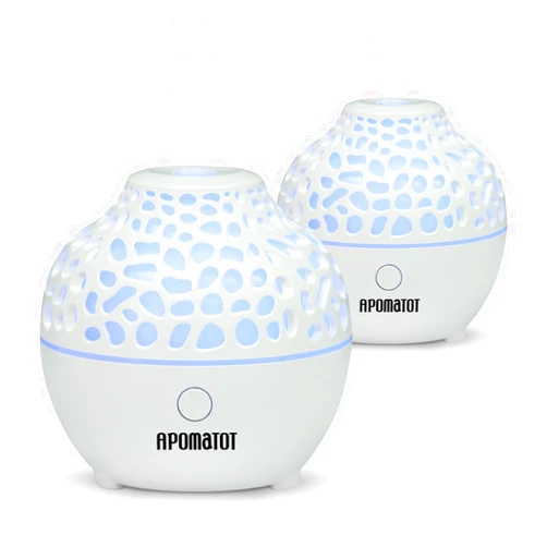 APOMATOT APOMOTOT 2 Pack Essential Oil Diffuser,Mini Portable Aromatherapy Diffusers,60ml Cool Mist Humidifier with USB 7 LED Light Color,Waterless Auto Shut-Off for Gift Home Office Room
