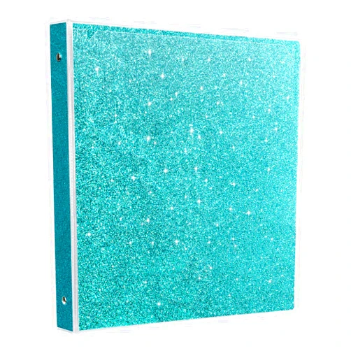 EYROZILL 1 Inch Binder 3 Ring Glitter Binder for School Supplies, Fashion View Binders, Glitter Teal