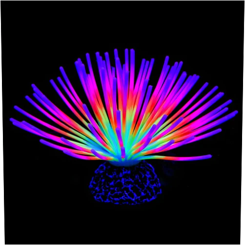 Uniclife Aquarium Imitative Rainbow Sea Urchin Ball Artificial Silicone Ornament with Glowing Effect for Fish Tank Landscape Decoration