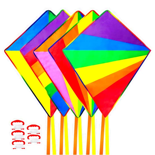 Ynanimery 5 Pack Kite for Kids Adults Easy to Fly, Rainbow Delta Kites for Toddlers Age 3-5 Beginners, Kites for Kids Ages 4-8 8-12 Easy to Fly in Low Wind- Kite for Family Beach Outdoor Games and Activities