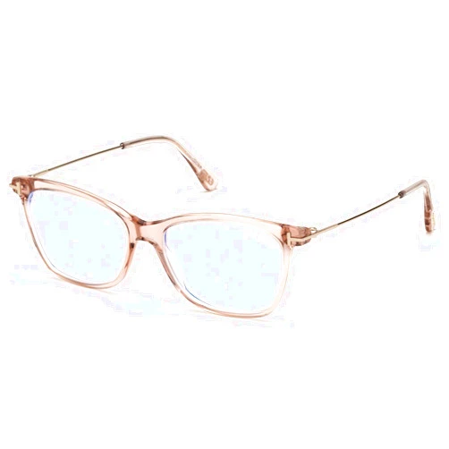 Tom Ford Eyeglasses Tom Ford FT 5712 -B 072 Shiny Transparent Pink, Rose Gold Temples/Bl