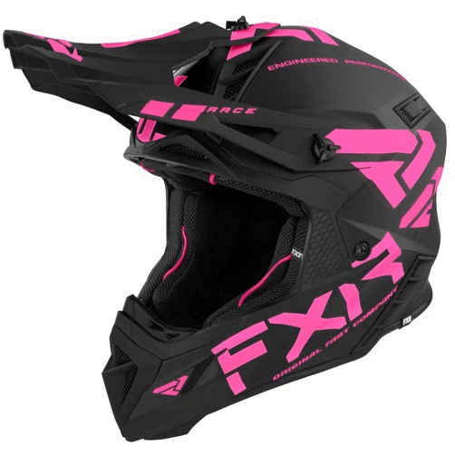 FXR Helium Race Division D-Ring Helmet 2025 (Black/E-Pink - Large)