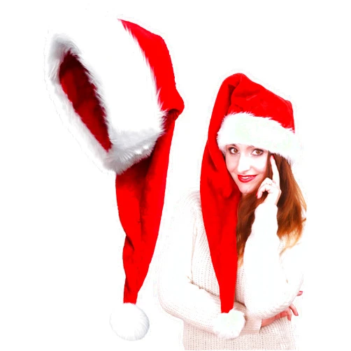 Seiddons Christmas Santa Hat Adults Long Plush Xmas Hats for Christmas New Year Festive Party Supplies