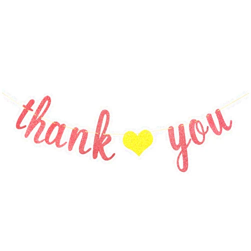 Paroke & Bubble Rose Gold Glitter Thank You Banner - Wedding Decorations, Rustic Wedding/Bridal Shower/Engagement Party Decorations
