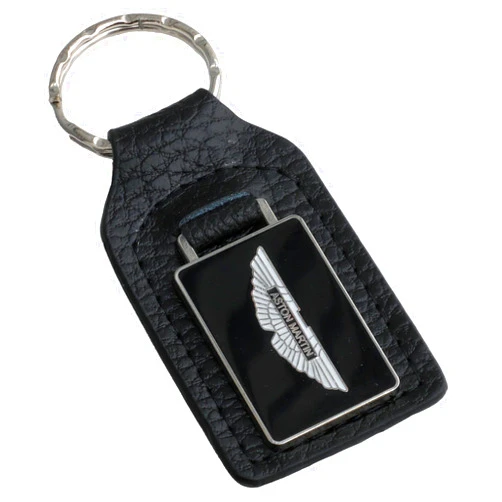 Triple-C Aston Martin Leather and Enamel Key Ring Key Fob Black