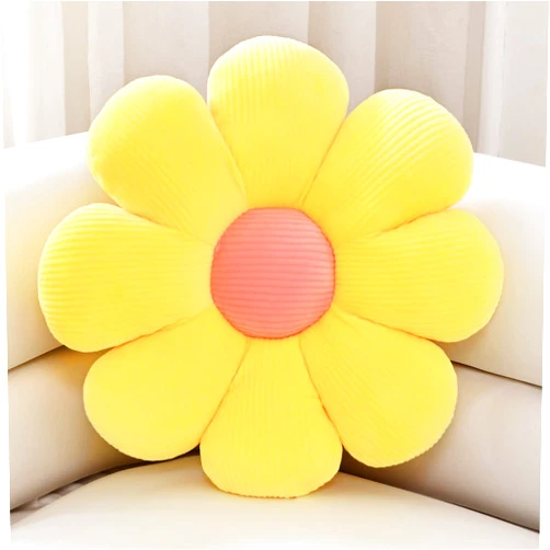 Sioloc Flower Pillow,Flower Shaped Throw Pillow Butt Cushion Flower Floor Pillow,Seating Cushion,Cute Room Decor & Plush Pillow for Bedroom Sofa Chair(Yellow,15.7'')
