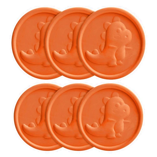 BARST Brown Sugar Saver and Softener Disc with Lovely Dinosaur Design, Brown Sugar Keeper for Food Storage Containers, Reusable & Food Safe, Terracotta 6 Pack