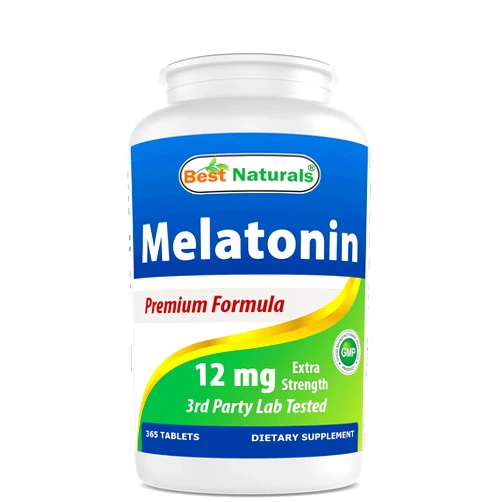 Best Naturals Melatonin 12 mg (1 Year Supply) - Drug-Free Nighttime Sleep Aid - Melatonin for Sleep and Relaxation, 365 Count (365 Count (Pack of 1))