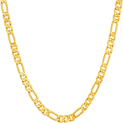 LIFETIME JEWELRY 4.5mm & 6mm Swiss Diamond Cut Figaro Chain Necklaces 24k Real Gold Plated