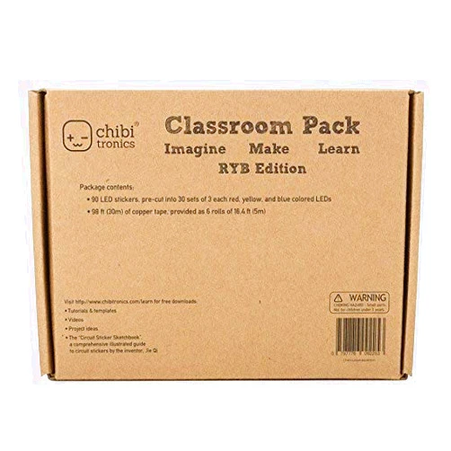 Chibitronics Classroom Pack of 30 Red, 30 Yellow and 30 Blue LED Circuit Stickers - Full Stem/Steam kit - for Educators in The Classroom - Paper Circuits - Peel and Stick Circuits