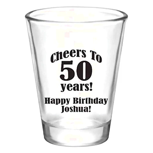 Factory21store 1.75oz Personalized Birthday Shot Glass Designs,Customize for any Milestone Birthday Party, 