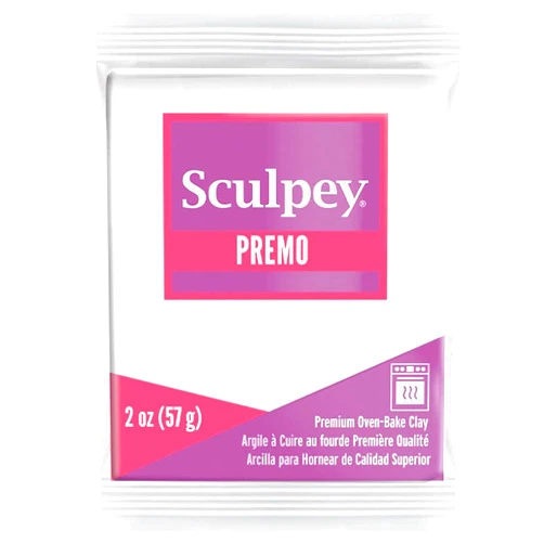 Sculpey Polyform Sculpey Premo™ Polymer Oven-Bake Clay, White, Non Toxic, 2 oz. bar, Great for jewelry making, holiday, DIY, mixed media and home décor projects. Premium clay perfect for clayers and artists.