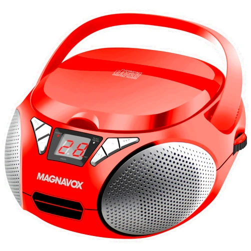 Magnavox MD6924 Portable Top Loading CD Boombox with AM/FM Stereo Radio in Black | CD-R/CD-RW Compatible | LED Display | AUX Port Supported | Programmable CD Player | (Red)