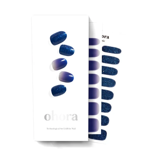 ohora Semi Cured Gel Nail Strips (N Galaxy) - Works with Any Nail Lamps, Salon-Quality, Long Lasting, Easy to Apply & Remove - Includes 2 Prep Pads, Nail File & Wooden Stick