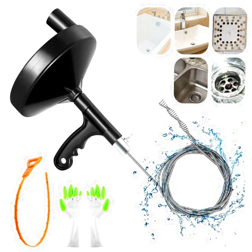ForFlower Plumbing Snake Drain Auger, 25 Ft Flexible Sink Snake, Pipe Snake, Drain Clog Remover for Bathroom Kitchen Sink, Shower Drain, Sewer Tool