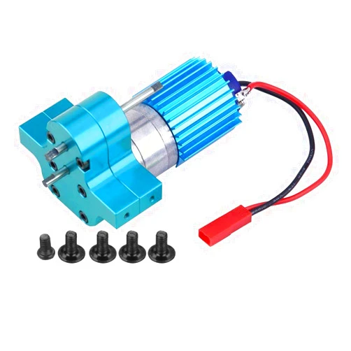 Dilwe RC Gearbox, Metal Gear Box Speed Change Gear Box with 370 Brush Motor for WPL 1633 RC Car Replacement Parts(Blue)