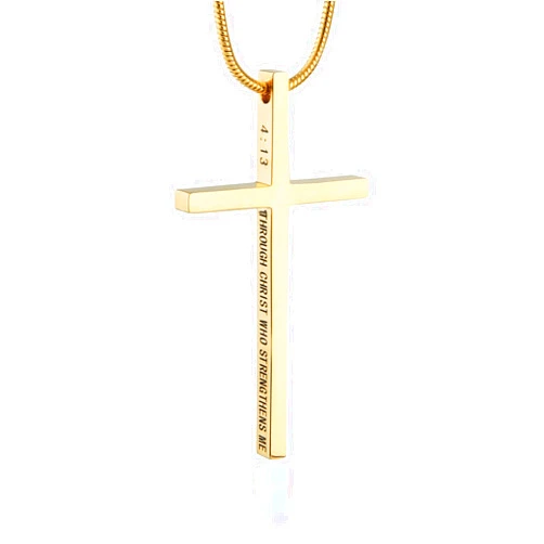 HZMAN Philippians 4:13 Cross Pendant STRENGTH Bible Verse Stainless Steel Necklace