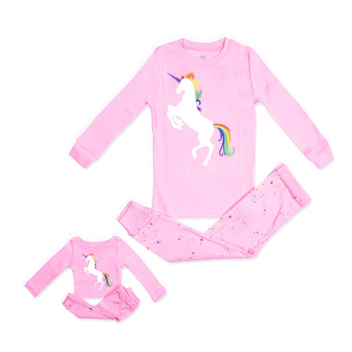Bluenido Kids & Toddler Pahamas Matching Doll & Girls Pajamas 100% Cotton Unicorn Pjs Set Fits American Girl