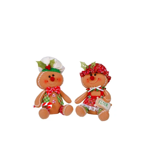 Transpac Imports, Inc. His and Her Gingerbread Bakers 10 x 7 Plush Christmas Figurine Set of 2