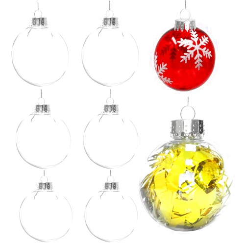 Czrrzl 12 Pack Clear Plastic Christmas Ornaments Balls,2.36 Inch Ornament Discs,Round Clear Plastic Fillable Ornament Christmas Ball for Crafts,Christmas Decor,Christmas Tree Baubles（60MM）