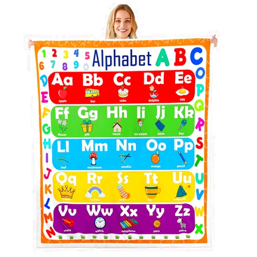 Feelyou ABC Alphabet Sherpa Learning Alphabet Fleece Throw Blanket for Kids & Toddlers - Educational Plush Fuzzy Blanket - 40