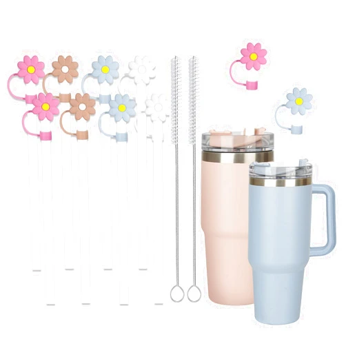 Jetstop Reusable Straw Replacement compatible with Stanley Cup, with Reusable Stopper Cover, 8-piece set Accessories Fit Stanley Quencher H2.0 14/20/30/40 oz Tumbler with Handle
