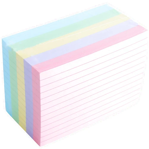 TOP-Pindu A6 Ruled Record Card, Multicolor Lined Paper Cards Colored Index Card, 5 Colors (400 Sheets) - 4.1x5.8in