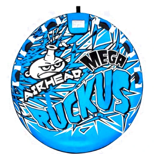 Airhead Mega Ruckus Towable 1-3 Rider Tube for Boating and Water Sports, Kwik-Connect Tow, Double-Stitched Nylon Cover & Padded Handles