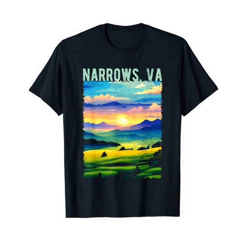 Awesome Narrows Virginia Souvenir Designs Narrows Virginia USA Retro Mountain Distressed Design T-Shirt