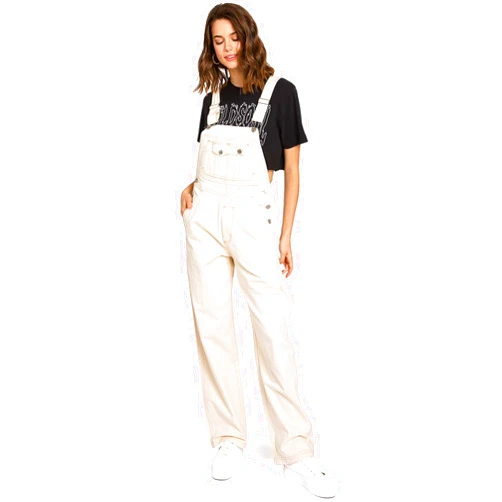 Lana Roux Womens Retro Revolt Dungaree Chino Jumpsuit Straight-Leg Overalls