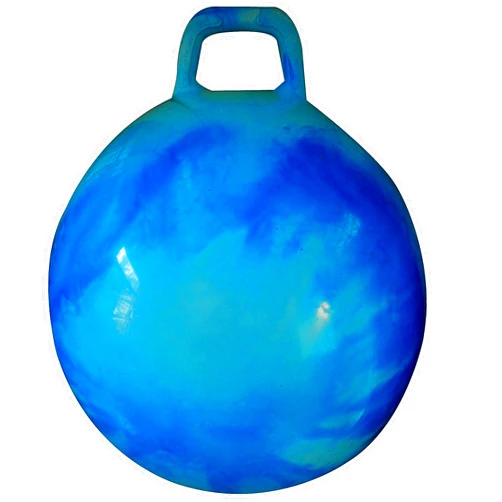 AppleRound Space Hopper Ball with Air Pump: 22in/55cm Diameter for Age 10-12, Kangaroo Bouncer, Hippity Hoppity Hop Ball for Taller Children, Sit-on Bouncy Ball with Handle, Cloud Colors (Blue)