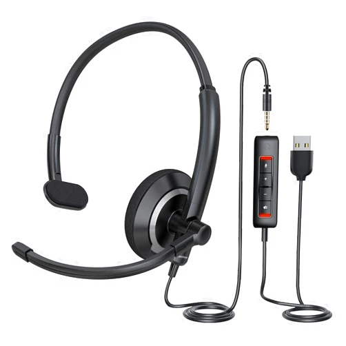 Awatrue USB Computer Headset with Microphone for PC Laptop - Wired Headphones with Microphone Noise Cancelling,On Ear Office Call Center Headset for Boom Skype Webinars,Mute Control,Lightweight