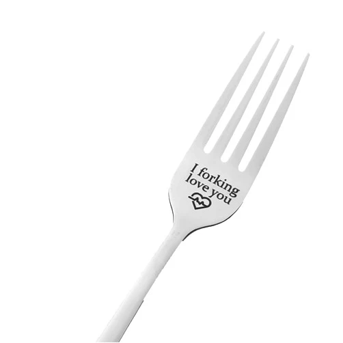 YALLNASL Anniversary Christmas Gifts for Husband Girlfriend from Wife Boyfriend I Forking Love You Fork Gifts for Him Her Funny Birthday Gift Dessert Forks for Couple Hubby Fiance