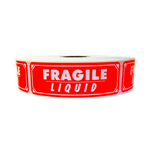 Labels and More Inc. 1x3 Fragile/Liquid Labels Shipping Handle with Care Self-Adhesive Stickers (1) Roll of 500 Labels