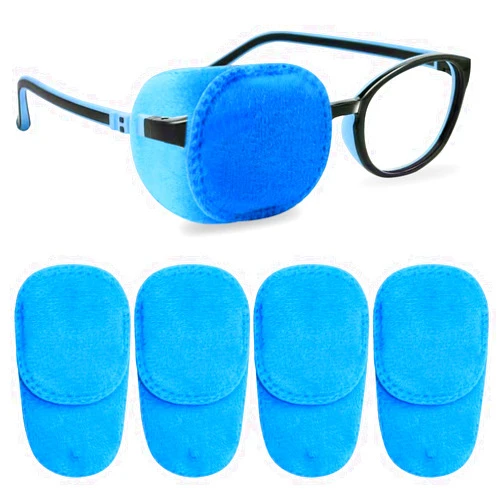 HECATY 4 Pack Eye Patches for Kids Girls Boys, Right & Left Eye Patch for Glasses, Lazy Eye Patch for Children Treating Lazy Eye Amblyopia Strabismus and After Surgery (Blue)