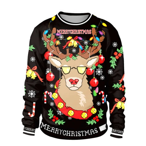 Colorful House Unisex's Ugly Christmas Jumper Sweater Printed Pullover, 3D Digital Print Sweatshirt