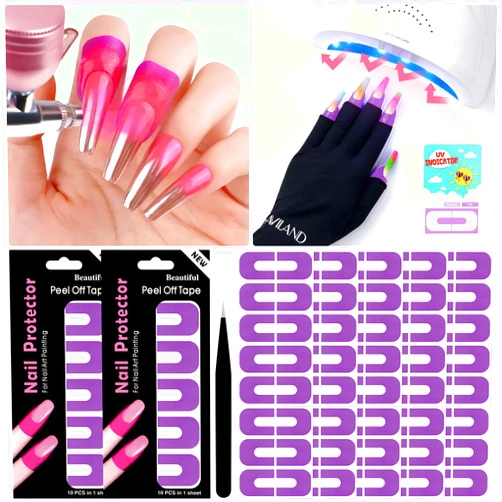 Saviland 100PCS Nail Polish Protector : 99.99%+ U V Fingers Protection Cuticle Protector Tape Nail Painting U-Shaped Nail Guide Stickers Peel Off for French Tip Nail Stamp Airbrush Paint Nail Art