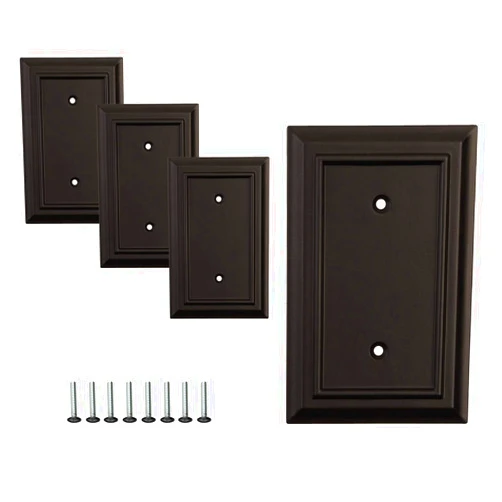 SLEEKLIGHTING Pack of 4 Wall Plate Outlet Switch Covers by SleekLighting | Classic Black Architecture Wall plates Variety of Styles: Rocker/Receptacle/Toggle / & Combo | Size: 1 Gang Blank