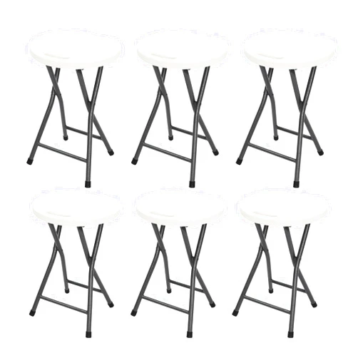 LOHISHILO Stackable Bentwood Stools Set of 6, 17.71 Inch Height Backless Counter Chairs with Circular Top, Portable School Stool for Dining Room, Kitchen, Classroom, Living Rooms, Bedrooms, White